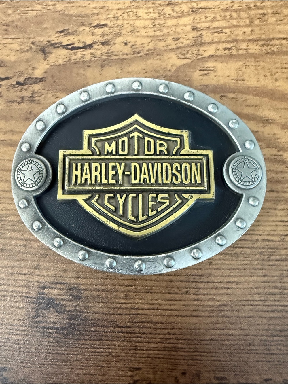 1996 Harley-Davidson Motorcycles Black & Gold Shield Belt Buckle Vintage